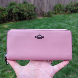 Coach Pink Slim Accordion Large Zip Wallet